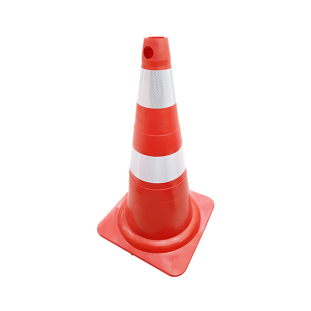 Cone 75cm Flexível NBR Laranja e Branco Refletivo Auto Adesiva Plastcor 