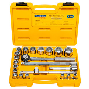 Jogo Chave Soquete ½”  22 Peças Tramontina  