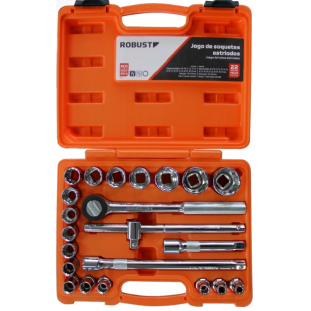Jogo Chave Soquete Estriado 1/2" 8 A 32Mm 22 Peças Robust 