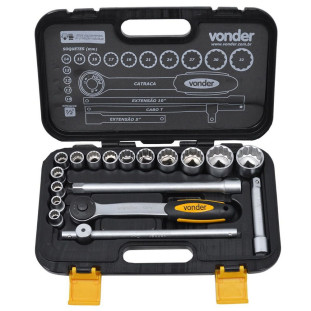 Jogo Chave Soquete Estriado 1/2" 10 A 32Mm 18 Peças Vonder