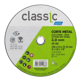 Disco Corte 9" 3,0Mm Ar 302 Classic Norton