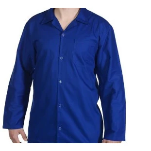 Camisa Em Brim Com Botão Manga Longa Azul