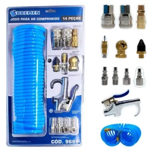 Kit Mangueira Espiral Ar Comprimido 14 Peças Bremen