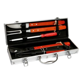 Kit para Churrasco Inox com 5 Peças e Maleta em Alumínio FortgPro