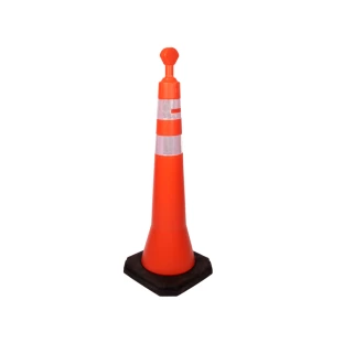 Cone Balizador Palito Laranja de Branco Refletivo com Base PL 4062-SP Plastcor 