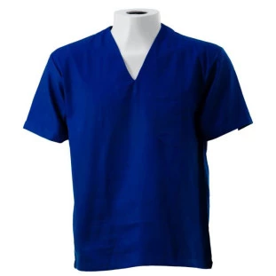 Camisa Em Brim Manga Curta Azul 