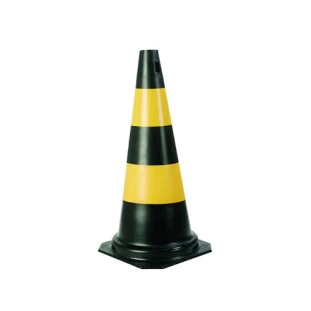 Cone 75Cm Pvc Preto/Amarelo Plastcor 